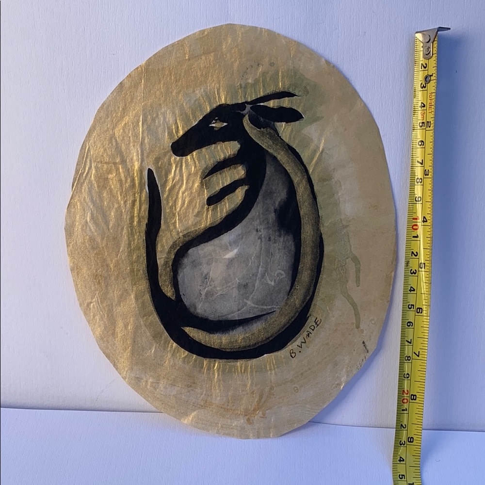 Abstract Kangaroo Art on Gold Rice Paper - Picture 6 of 6